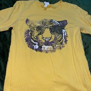 Bella Canvas Yellow Tee with Tiger Graphic